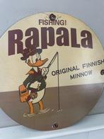 Rond metalen reclamebord met Donald Duck – vissen met, Nieuw