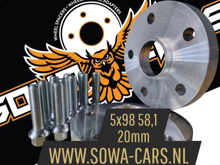 Spacers 20mm Alfa Fiat Opel 5x98 58.1 Spoorverbreders, Auto diversen, Tuning en Styling, Ophalen of Verzenden