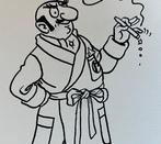 Hergé - Dessin original encre de chine - Rastapopoulos, Nieuw