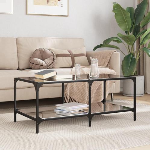 vidaXL Salontafel met zwart glazen blad 98,5x50x40 cm staal, Huis en Inrichting, Tafels | Salontafels, Nieuw, Verzenden