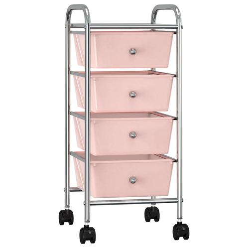 vidaXL Opbergtrolley met 4 lades mobiel kunststof roze, Doe-het-zelf en Bouw, Gereedschap | Handgereedschap, Nieuw, Verzenden