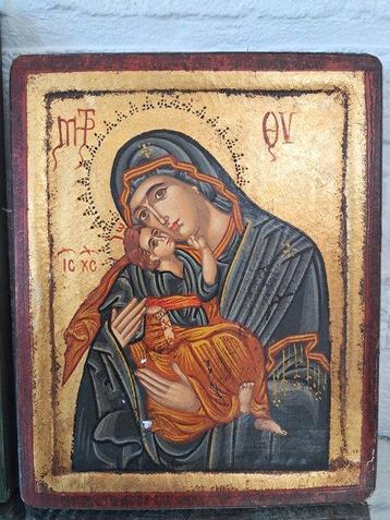Icône - Mère de Dieu, (2) - Bois - peint à la main