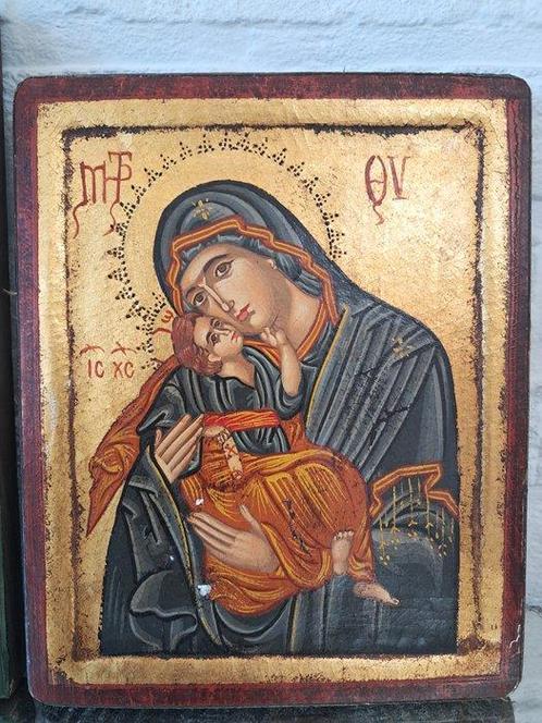 Icône - Mère de Dieu, (2) - Bois - peint à la main, Antiek en Kunst, Antiek | Boeken en Manuscripten