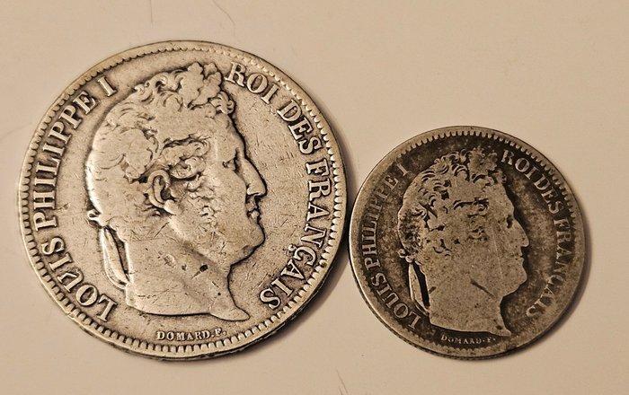Frankrijk. Louis Philippe I. Lot de 2 monnaies en argent (2, Postzegels en Munten, Munten | Europa | Euromunten