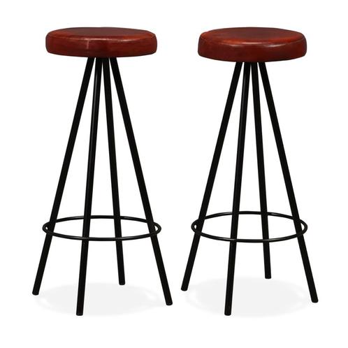 vidaXL Tabourets de bar lot de 2 cuir véritable, Maison & Meubles, Tabourets de bar, Neuf, Envoi