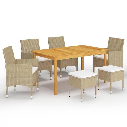 vidaXL Ensemble à manger de jardin 7 pcs Beige, Jardin & Terrasse, Ensembles de jardin, Neuf, Envoi