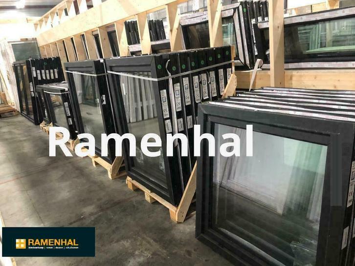 ZWARTE RAMEN,DEUREN,SCHUIFRAMEN ENKEL BIJ  RAMENHAL ZOLDER, Doe-het-zelf en Bouw, Glas en Ramen, Gevelraam of Ruit, Nieuw, Dubbelglas