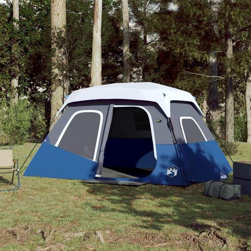 vidaXL Tent met LED 6-persoons snelontgrendeling lichtblauw, Caravanes & Camping, Tentes, Envoi