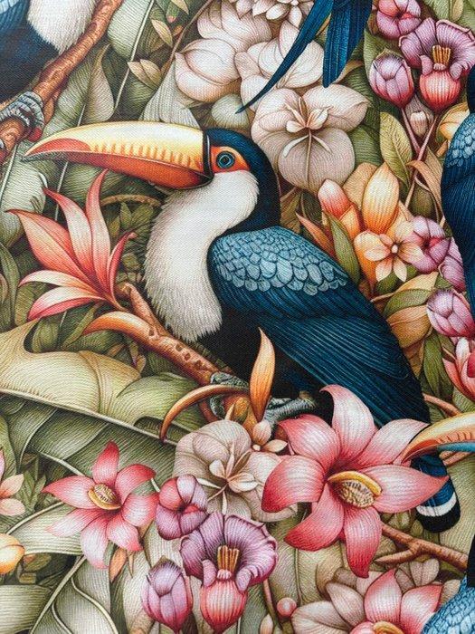 Meubelstof en gordijnstof van zachte katoen met een tropisch, Antiek en Kunst, Antiek | Tapijten, Tafelkleden en Textiel