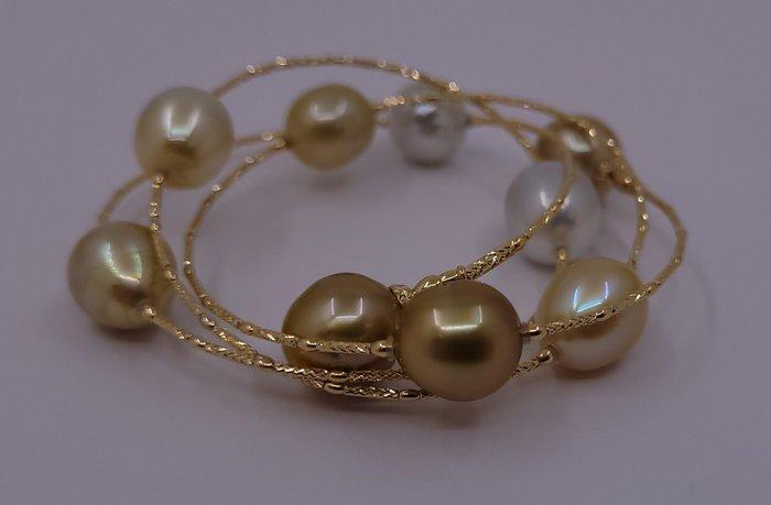 Armband - 18 karaat Geel goud, Gouden en Witte Zuidzee, Handtassen en Accessoires, Armbanden