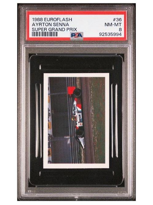 1988 Euroflash Super Grand Prix Ayrton Senna #36 PSA 8, Hobby en Vrije tijd, Verzamelkaartspellen | Overige