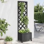 vidaXL Plantenbak met latwerk massief vurenhout zwart, Tuin en Terras, Verzenden, Nieuw