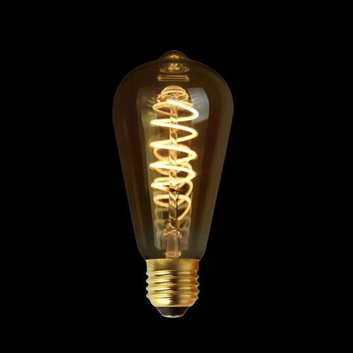 Filament LED Lamp Edison Curl Gold Ø64mm E27 3.8W, Huis en Inrichting, Lampen | Losse lampen, Verzenden