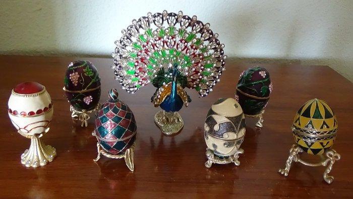 Decoratief ornament (7) - Europa - Metaal- en stenen pauw en, Antiek en Kunst, Antiek | Speelgoed