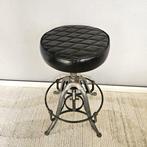 Tabouret - réglable en hauteur - Cuir, Métal - Manivelle