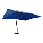 vidaXL Zweefparasol met houten paal 400x300 cm azuurblauw, Tuin en Terras, Verzenden, Nieuw