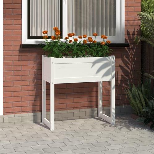 vidaXL Plantenbak 78x40x81 cm massief grenenhout wit, Tuin en Terras, Bloempotten, Nieuw, Verzenden
