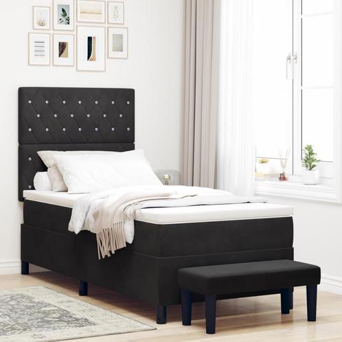 vidaXL Boxspring Bed met Matras & Bank Zwart 90x200 cm, Huis en Inrichting, Slaapkamer | Bedden, Nieuw, Verzenden