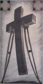 Het symbool van het ,,herboren Oostenrijk op spotprent, Antiquités & Art, Verzenden