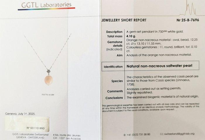 Halsketting - 18 karaat Witgoud Parel - Diamant -, Handtassen en Accessoires, Kettingen