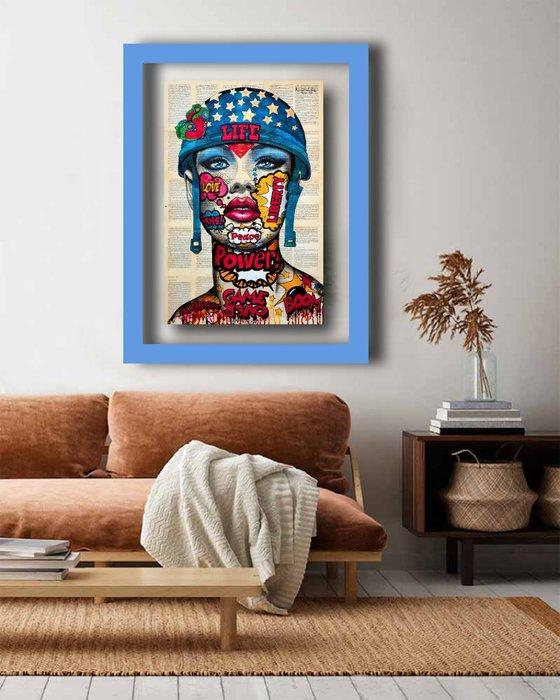 Margot Laffon - Miss Liberty - XL Original painting, Antiek en Kunst, Kunst | Designobjecten