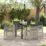 vidaXL Tuin Eettafel Set 5 pcs Lichtgrijs poly rattan, Verzenden, Nieuw