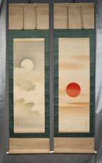 Zon en Maan (paar rolschilderijen) - Met handtekening Tsh