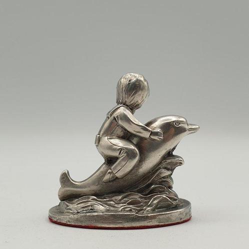 Bimbo con delfino rivestito in Argento 800 - Figure - Argent, Antiek en Kunst, Antiek | Zilver en Goud