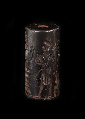 Ancien babylonien Hématite Sceau cylindrique avec scène