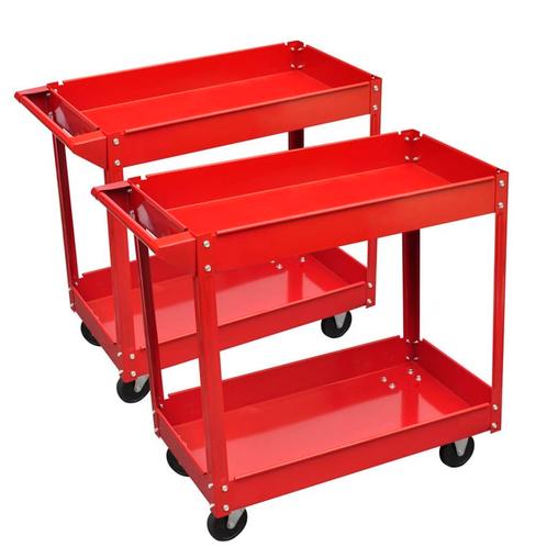 vidaXL 2 st Gereedschapstrolley met 2 schappen 100 kg, Doe-het-zelf en Bouw, Gereedschap | Handgereedschap, Nieuw, Verzenden