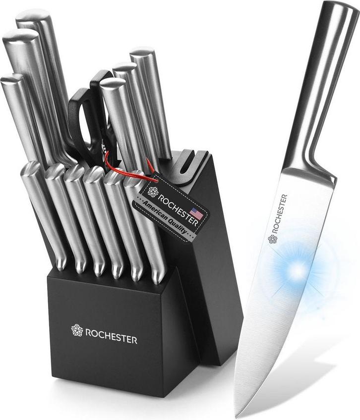 2dekans | Rochester 14-delige Messenset met Blok en, Huis en Inrichting, Keuken | Keukenbenodigdheden, Ophalen of Verzenden