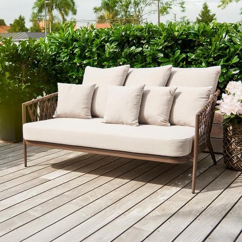 Rotan beige tuinbank | Met zitkussens | rattan, Tuin en Terras, Tuinbanken, Nieuw, Rotan, Verzenden