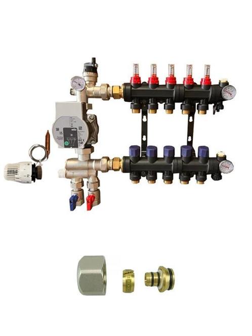 Kunststof vloerverwarming verdeler met pomp actie prijzen, Doe-het-zelf en Bouw, Verwarming en Radiatoren, Nieuw, Ophalen of Verzenden