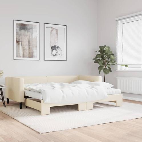 vidaXL Slaapbank met onderschuifbed en matrassen 90x200 cm, Huis en Inrichting, Slaapkamer | Bedden, Nieuw, Verzenden