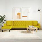 vidaXL Slaapbank L-vormig 271x140x70 cm fluweel geel, Huis en Inrichting, Zetels | Zetels, Verzenden, Nieuw