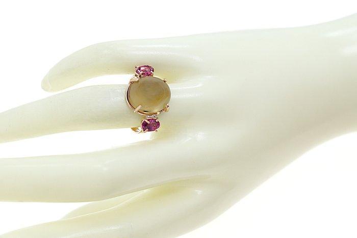 Ring - 9 kt. Roségoud - 6.00ct. tw. Citrien - Saffier, Handtassen en Accessoires, Ringen