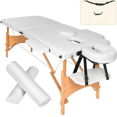 2 zones massagetafel-set met 5cm matras, rolkussens en houte, Sports & Fitness, Produits de massage, Envoi