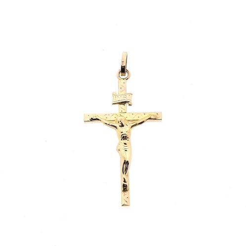 Roségouden hanger van een kruis met corpus, Handtassen en Accessoires, Bedels, Gebruikt, Overige merken, Goud, Ophalen of Verzenden