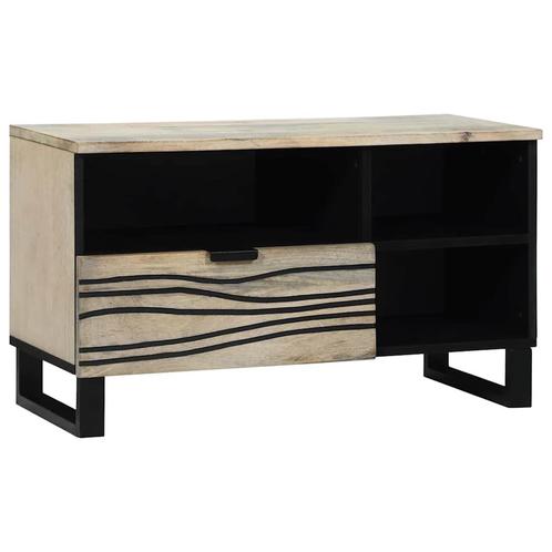 vidaXL TV-kast met lade Wit en Zwart 80 x 33 x 46 cm, Huis en Inrichting, Kasten |Televisiemeubels, Nieuw, Verzenden