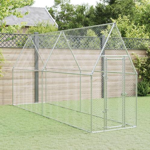 vidaXL Cage pour poules argentÃ© 400x100x190 cm acier, Animaux & Accessoires, Rongeurs & Lapins | Cages & Clapiers, Neuf, Envoi