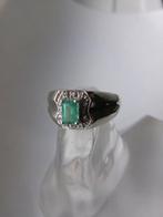 Zilver, Smaragd - Ring - Art Deco-stijl