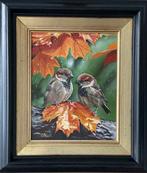 Ben Oude Breuil (1949) - Twee musjes schuilend voor de regen, Antiek en Kunst