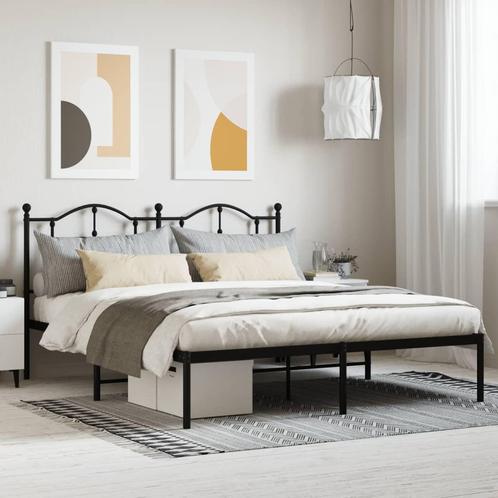vidaXL Bedframe met hoofdbord metaal zwart 160x200 cm, Huis en Inrichting, Slaapkamer | Bedden, Nieuw, Verzenden