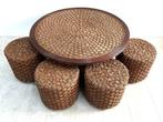 Tafel - Zitset in Audoux Minet-stijl van rotan en touw -