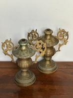 Kaarsenhouder (2) - Verguld brons - portapalme antieke