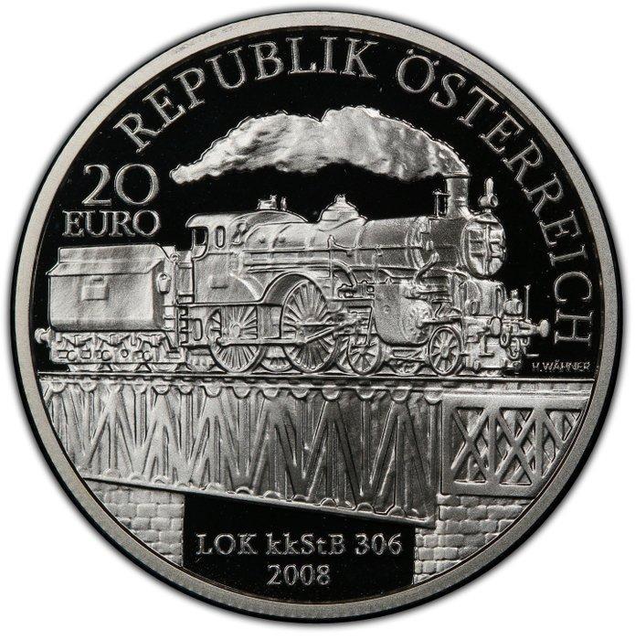Oostenrijk. 20 Euro 2008 Kaiserin Elisabeth Westbahn Proof, Postzegels en Munten, Munten | Europa | Euromunten