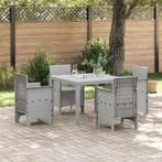 vidaXL Tuin Eettafel Set 5 pcs Lichtgrijs Polt riet, Verzenden, Nieuw