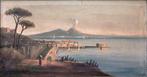 Scuola Napoletana (XIX-XX) - Veduta di Napoli con il Vesuvio, Antiek en Kunst