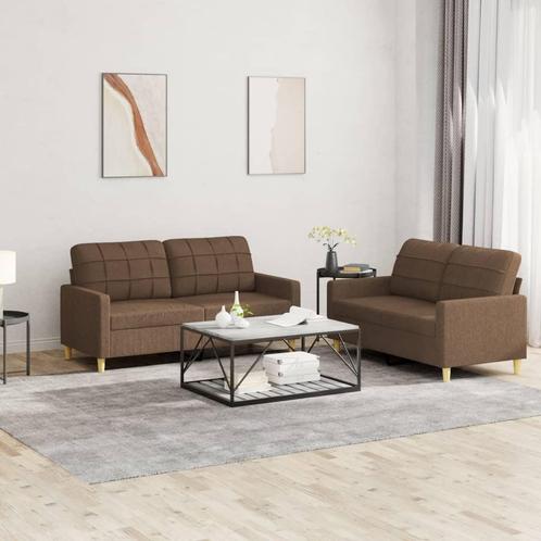 vidaXL 2-delige Loungeset met kussens stof bruin, Huis en Inrichting, Zetels | Zetels, Nieuw, Verzenden