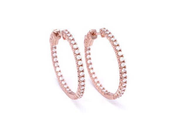 Veiling - Rose gekleurde creolen briljanten moissaniet 1.80, Handtassen en Accessoires, Oorbellen